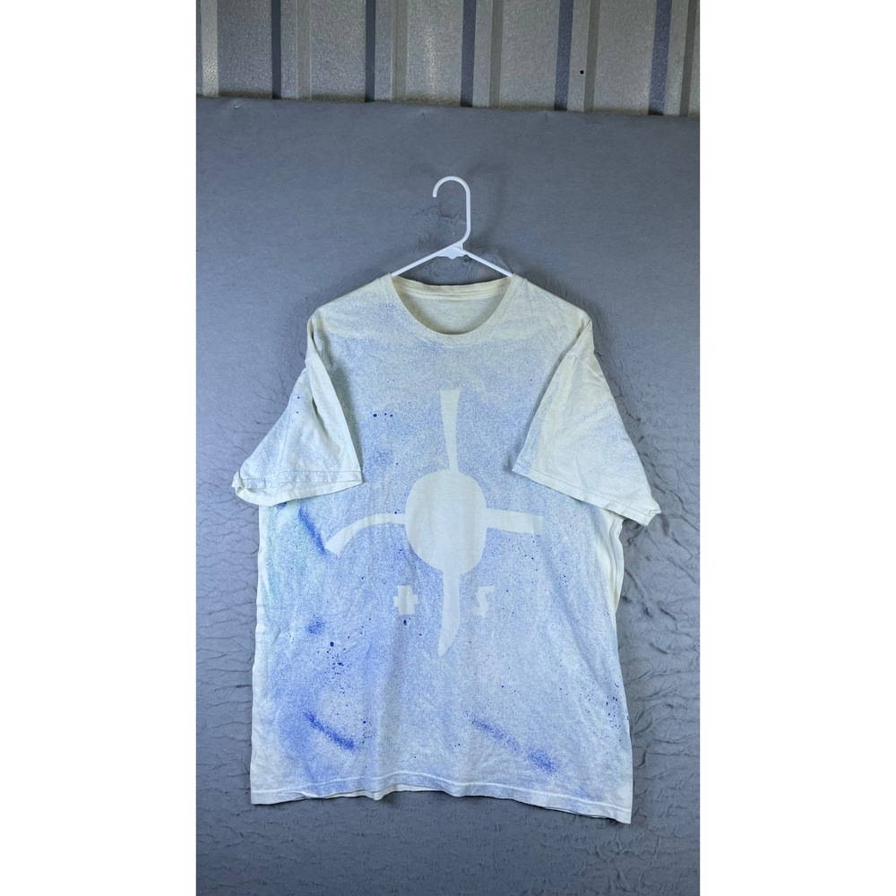 Unbranded Graphic T-Shirt Mens XL White Blue Good Spray Paint Splatter Abstract